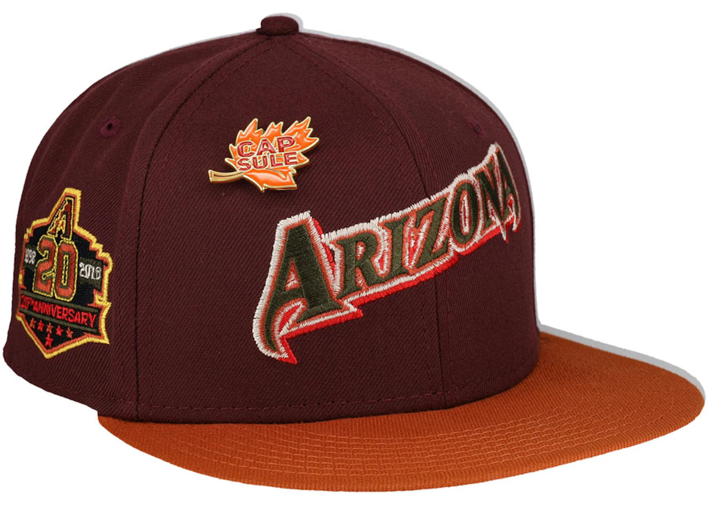 New Era Arizona Diamondbacks Capsule Fall 2.0 20th Anniversary Fitted Hat 59Fifty Fitted Hat Maroon/Green