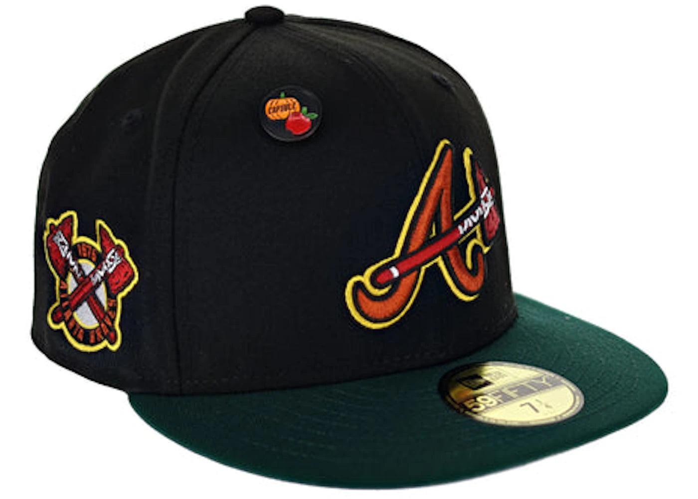 New Era Atlanta Braves Capsule Autumn Collection 1986 Atlanta Braves Patch Fitted Hat Fitted Hat Black/Grey