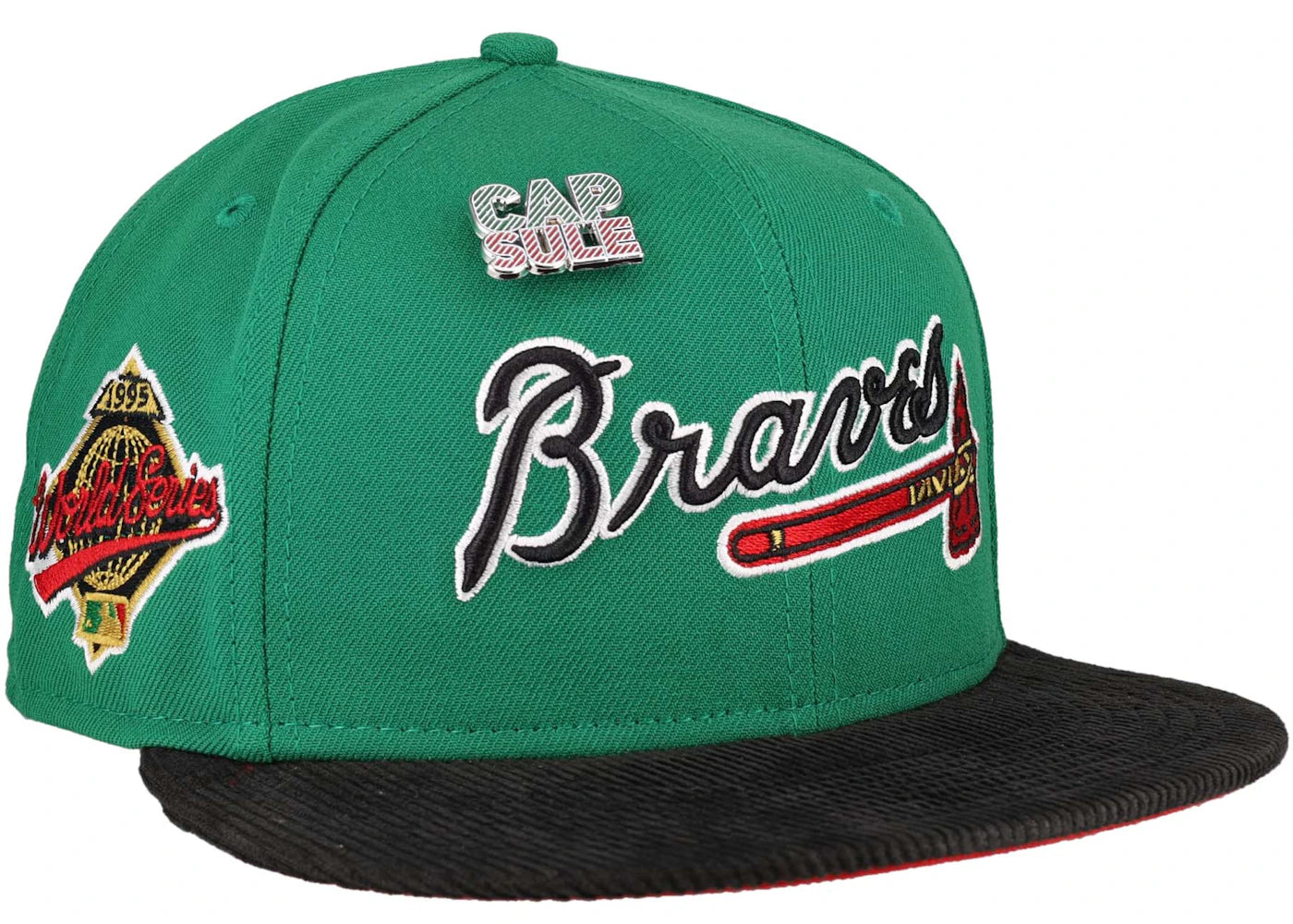 New Era Atlanta Braves Capsule Christmas Corduroy 1995 World Series 59Fifty Fitted Hat Green/Red