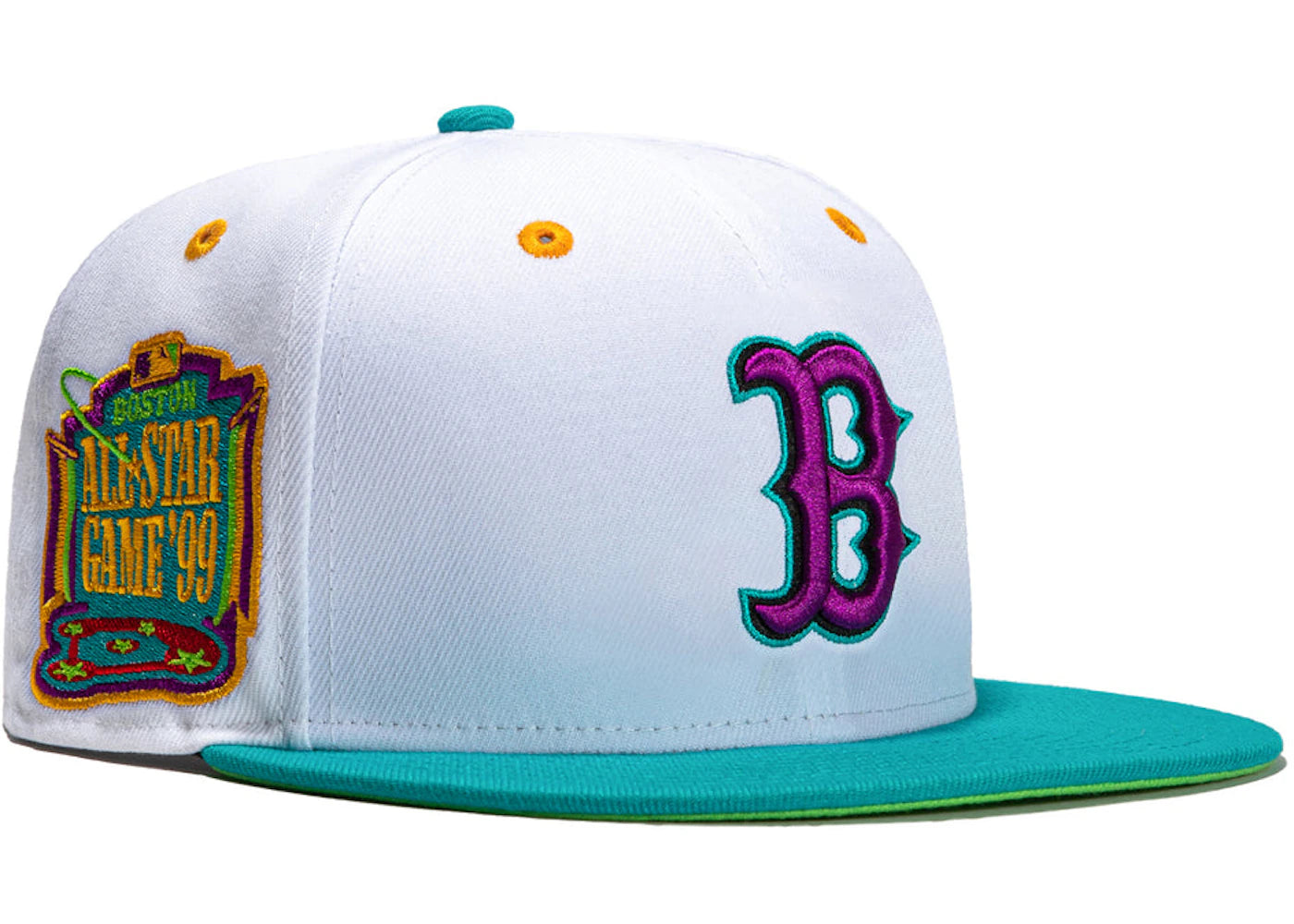 New Era Boston Red Sox 1999 Dogtown All Star Game Patch Hat Club Exclusive 59Fifty Fitted Hat White/Teal