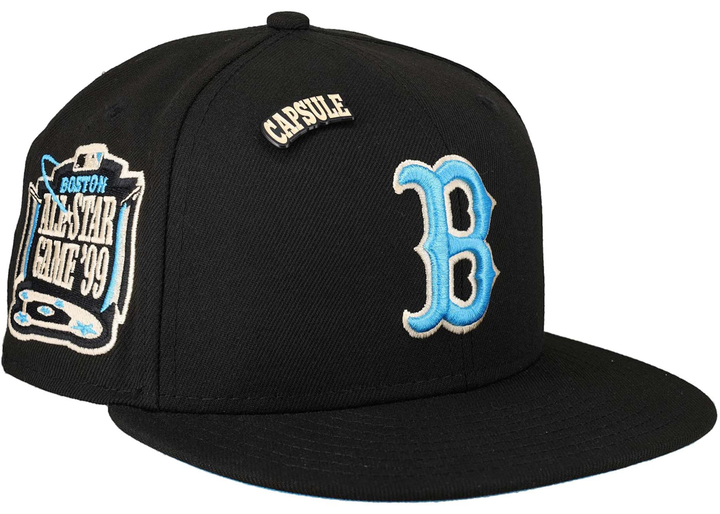 New Era Boston Red Sox Capsule Colors in Cream 1999 All Star Game Patch 59Fifty Fitted Hat Black/Blue
