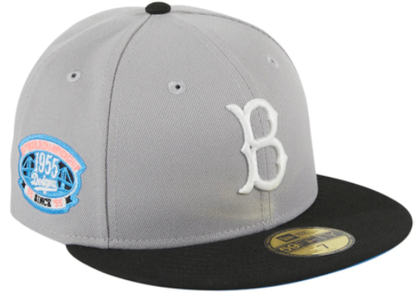 New Era Brooklyn Dodgers Quiet Storm Hat Club Exclusive 1955 World Series 59Fifty Fitted Hat Grey/Black