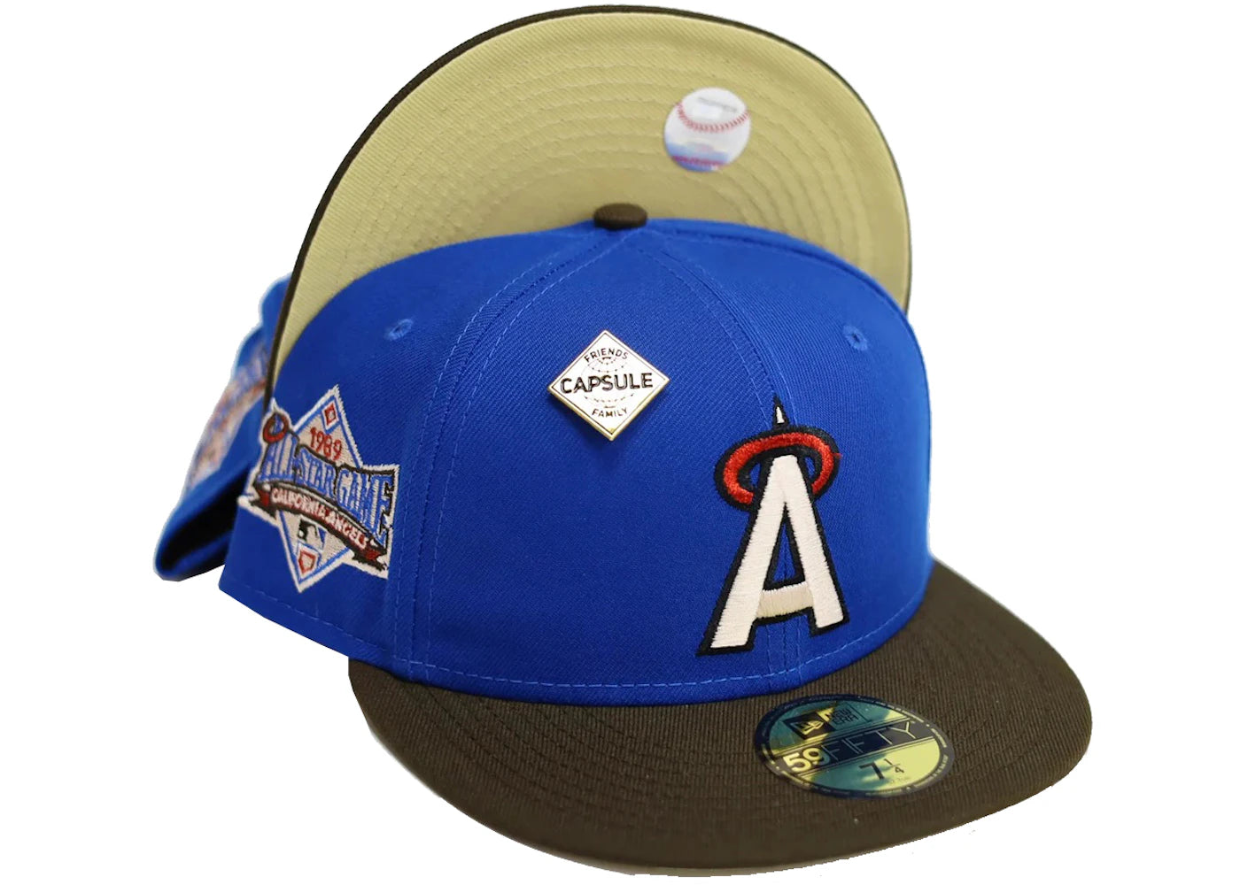 New Era California Angels Blue Nitro Capsule Friends & Family 2.0 1989 All Star Game 59Fifty Fitted Hat Blue/Peach