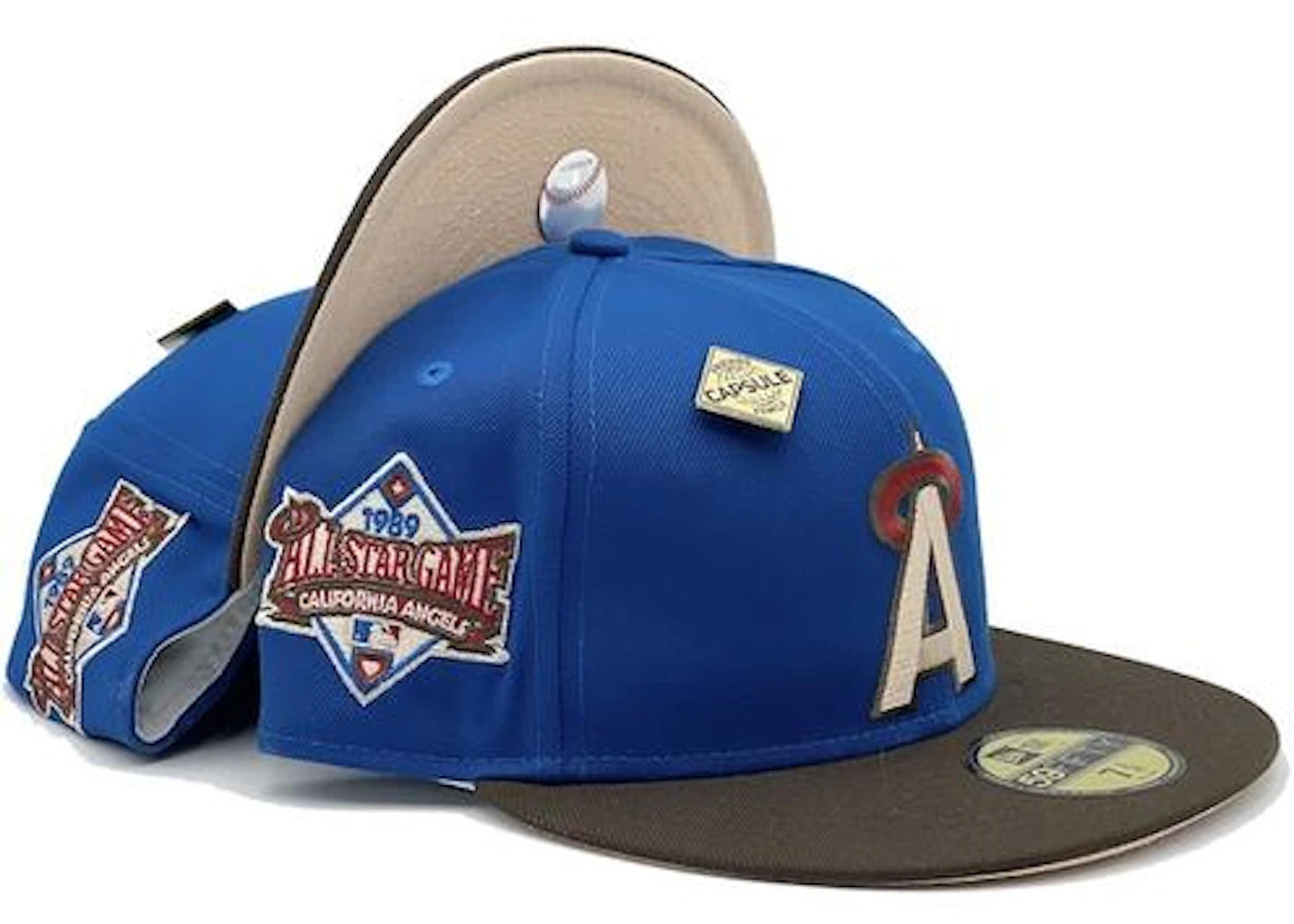 New Era California Angels Blue Nitro Collection (Friends and Family) 1989 All Star Game Capsule Hats Exclusive 59Fifty Fitted Hat Blue/Peach