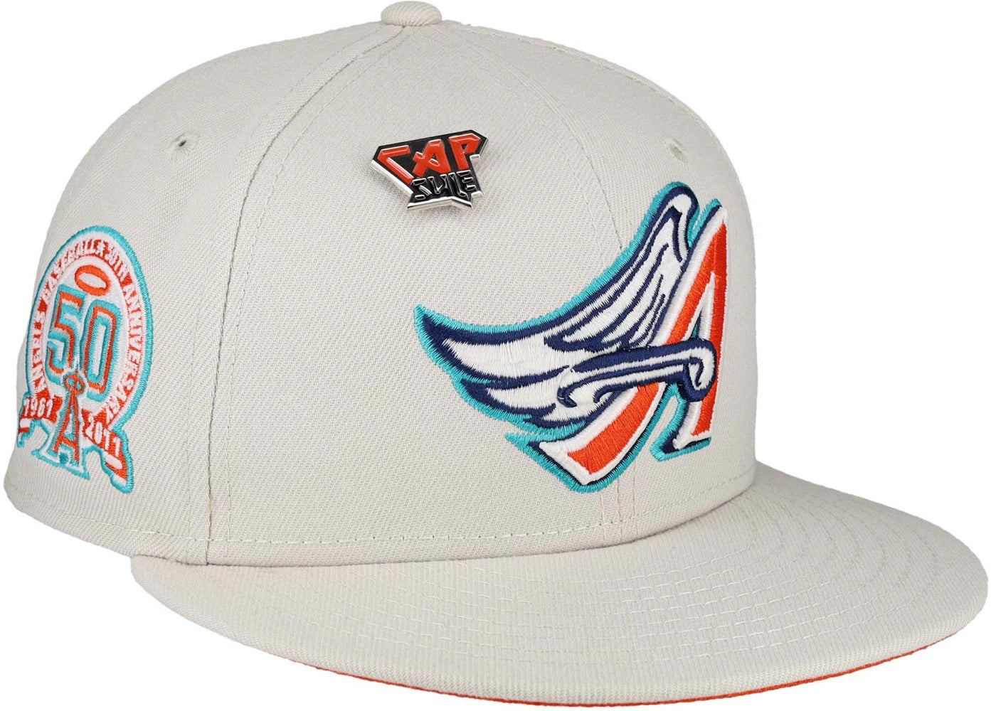 New Era California Angels Capsule Orange Fury 50th Anniversary 59Fifty Fitted Hat Tan/Orange