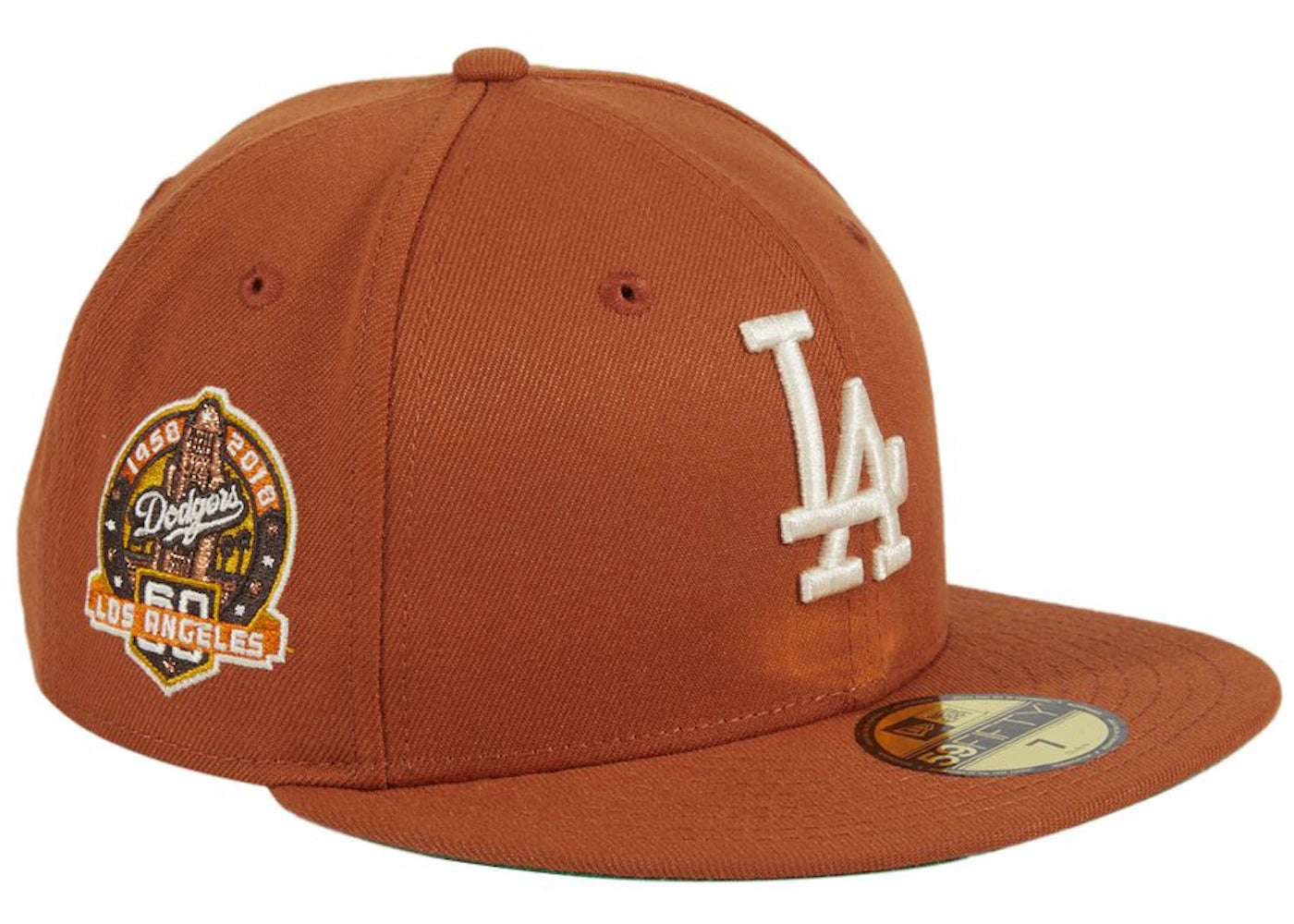 New Era Campfire Los Angeles Dodgers 60th Anniversary Patch Hat Club Exclusive 59Fifty Fitted Hat Burnt Orange