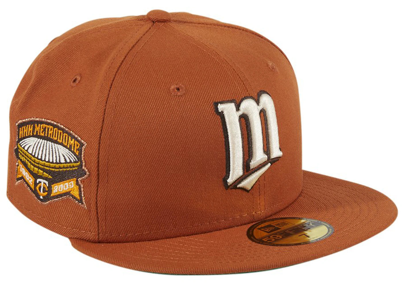 New Era Campfire Minnesota Twins Metrodome Patch Hat Club Exclusive 59Fifty Fitted Hat Burnt Orange