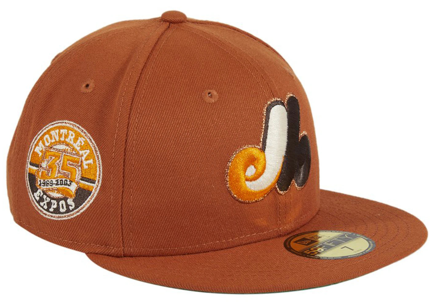 New Era Campfire Montreal Expos 35th Anniversary Patch Hat Club Exclusive 59Fifty Fitted Hat Burnt Orange