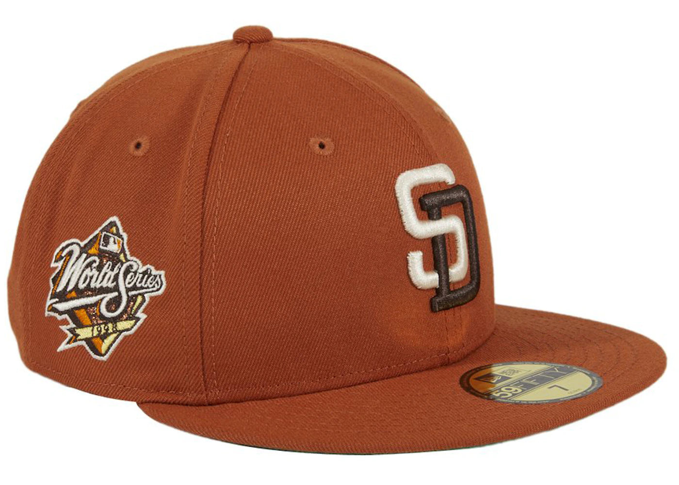 New Era Campfire San Diego Padres 1998 World Series Patch Hat Club Exclusive 59Fifty Fitted Hat Burnt Orange