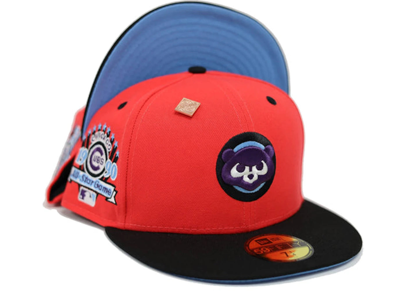New Era Chicago Cubs 1990 All Star Game Patch Capsule Hats Exclusive 59Fifty Fitted Hat Red/Blue