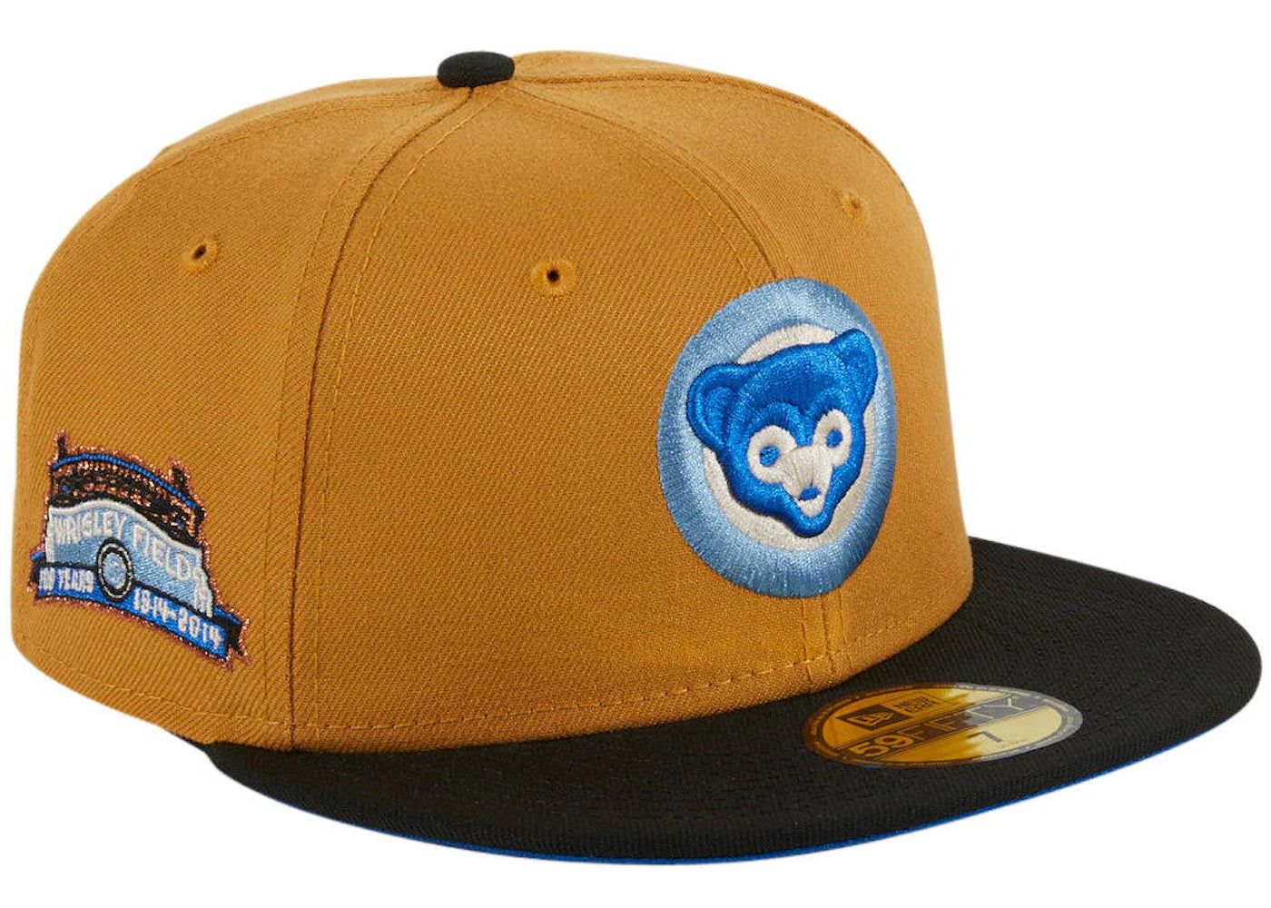 New Era Chicago Cubs Ancient Egypt 70's Logo Wrigley 100th Anniversary Hat Club Exclusive 59Fifty Fitted Hat Khaki/Black/Royal Blue
