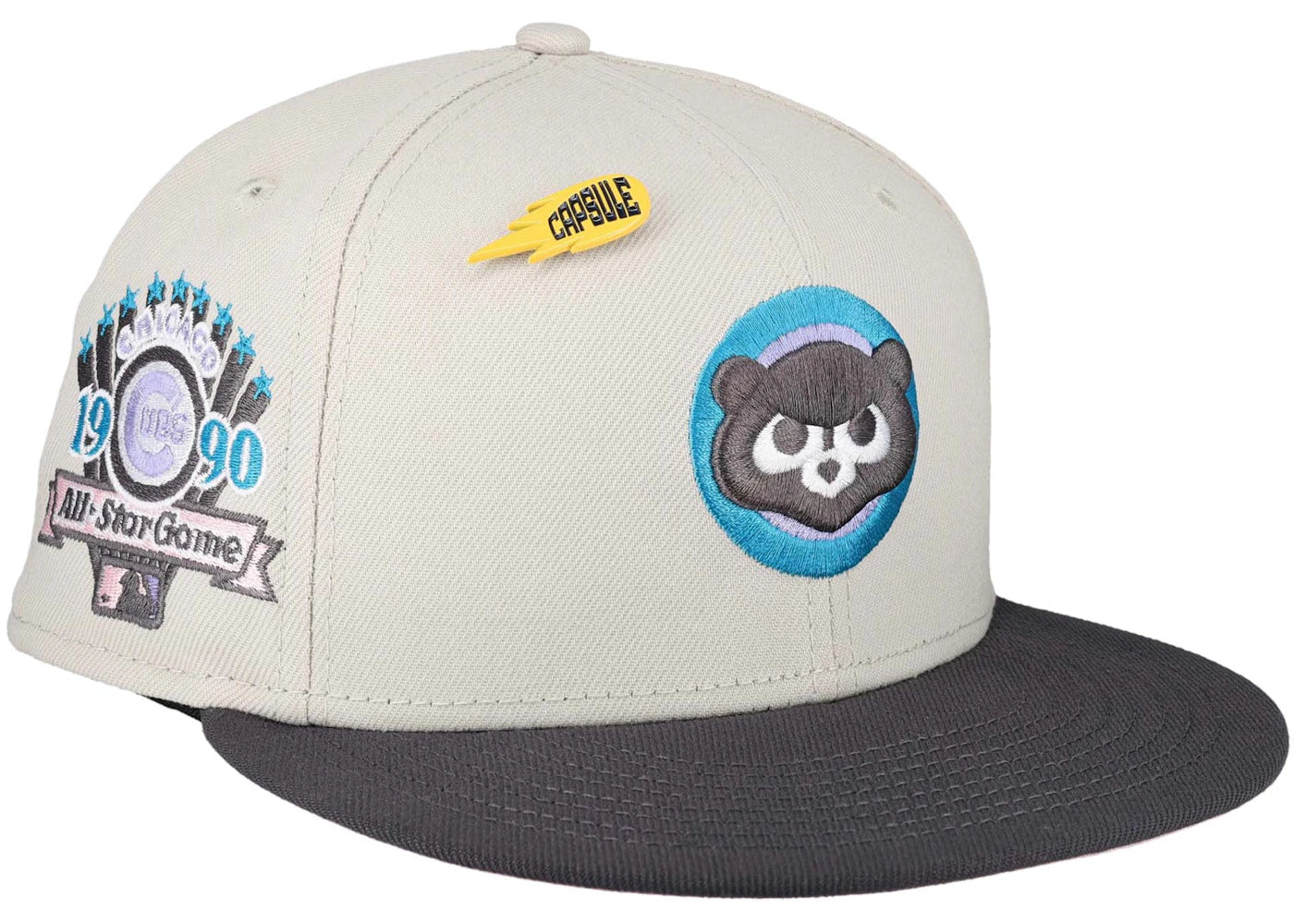 New Era Chicago Cubs Capsule Comet Collection 1990 All Star Game 59Fifty Fitted Hat Grey/Pink