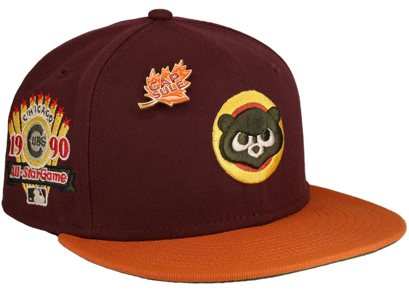 New Era Chicago Cubs Capsule Fall 2.0 1990 All Star Game Fitted Hat 59Fifty Fitted Hat Maroon/Green