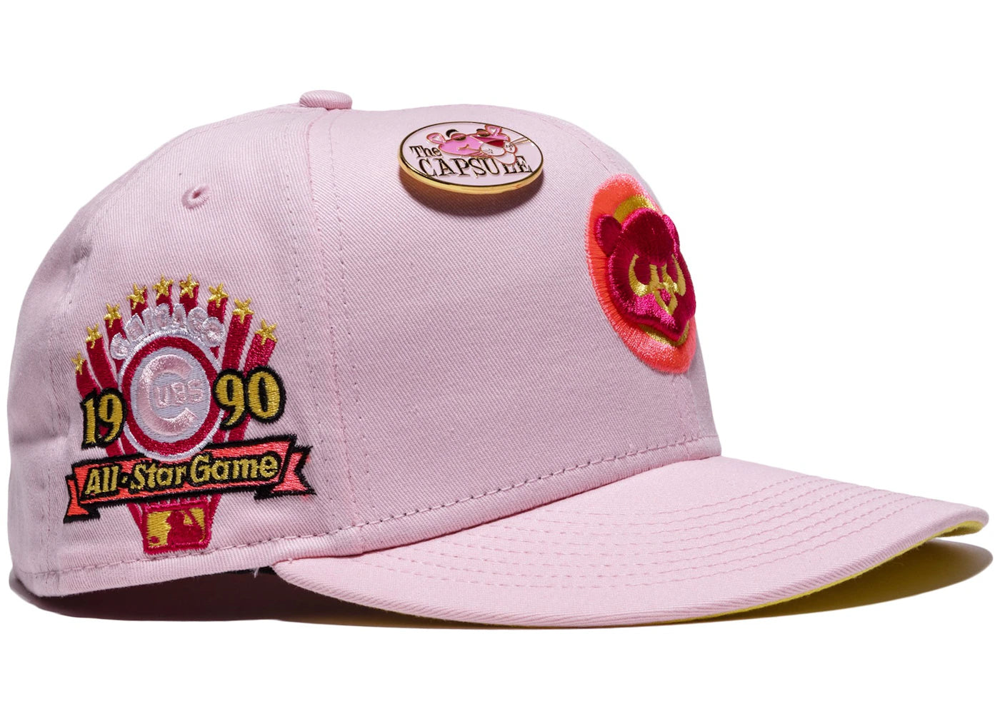 New Era Chicago Cubs Capsule Panther Collection 1990 All Star Game 59Fifty Fitted Hat Pink/Yellow