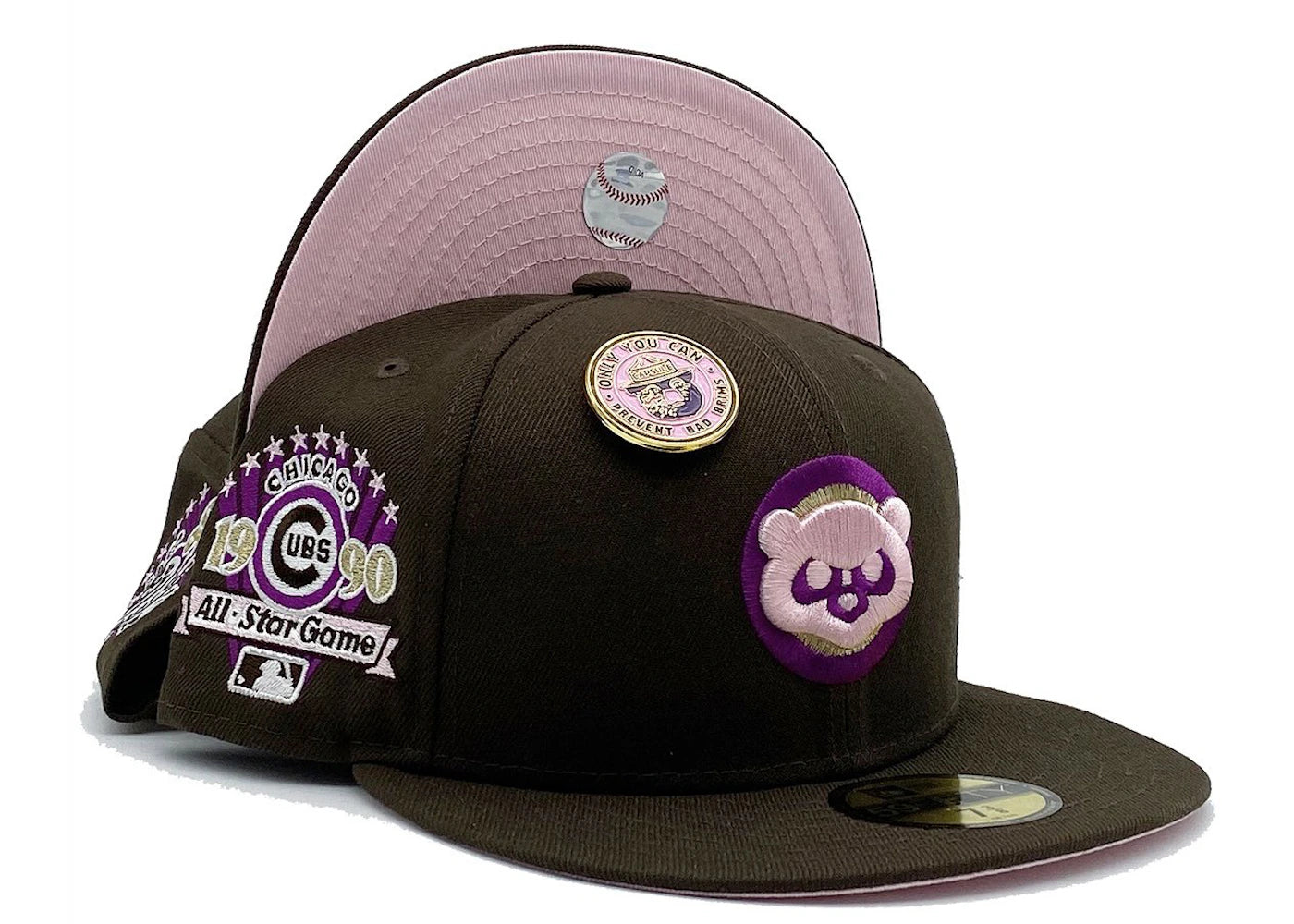 New Era Chicago Cubs No Bad Brims Collection 1990 All Star Game Capsule Hats Exclusive 59Fifty Fitted Hat Brown/Pink