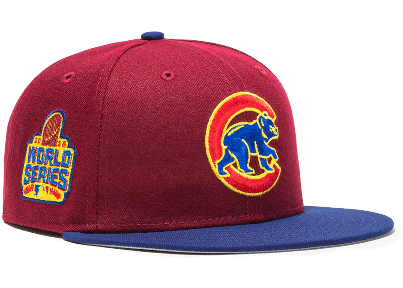 New Era Chicago Cubs Sangria 2016 World Series Patch Alternate Hat Club Exclusive 59Fifty Fitted Hat Cardinal/Royal