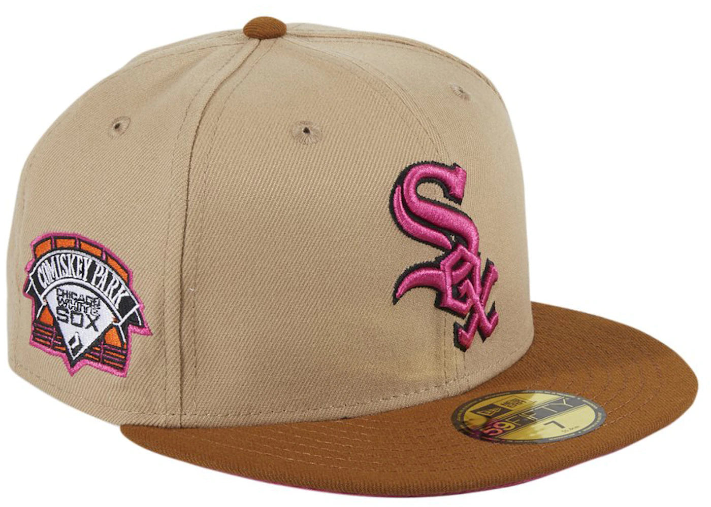 New Era Chicago White Sox PBJ Comiskey Park Patch Hat Club Exclusive 59Fifty Fitted Hat Tan/Brown