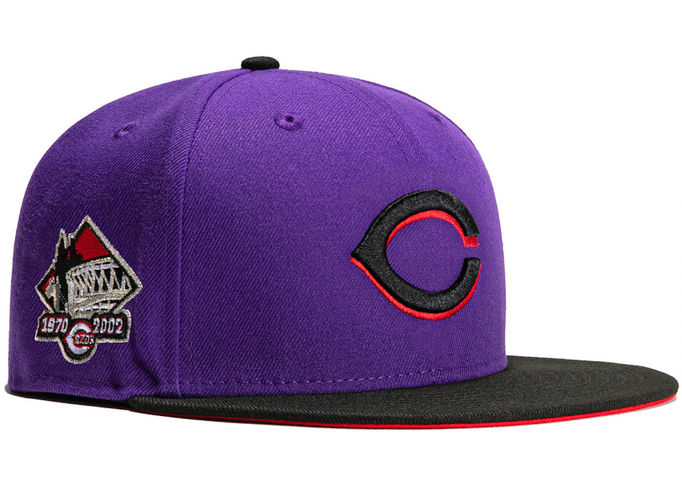 New Era Cincinnati Reds T-Dot Riverfront Stadium Patch Hat Club Exclusive 59Fifty Fitted Hat Purple/Black
