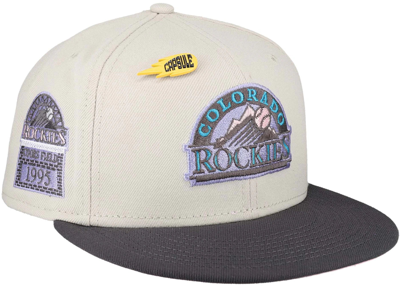 New Era Colorado Rockies Capsule Comet Collection 1995 Coors Field 59Fifty Fitted Hat Grey/Pink