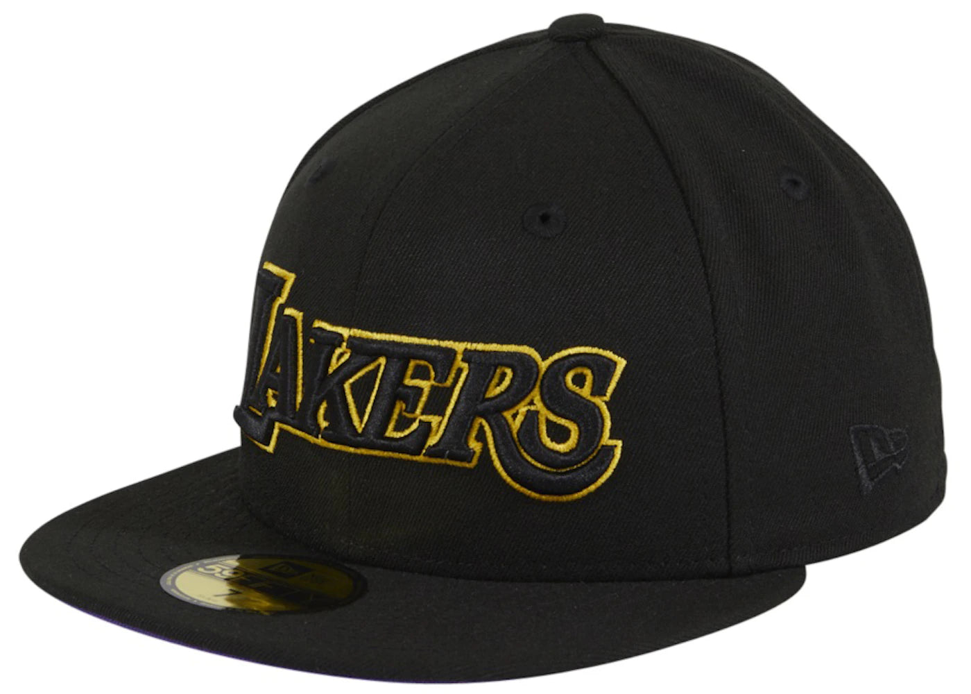 New Era Exclusive Los Angeles Lakers Trophy Word Purple UV 59Fifty Fitted Hat Black