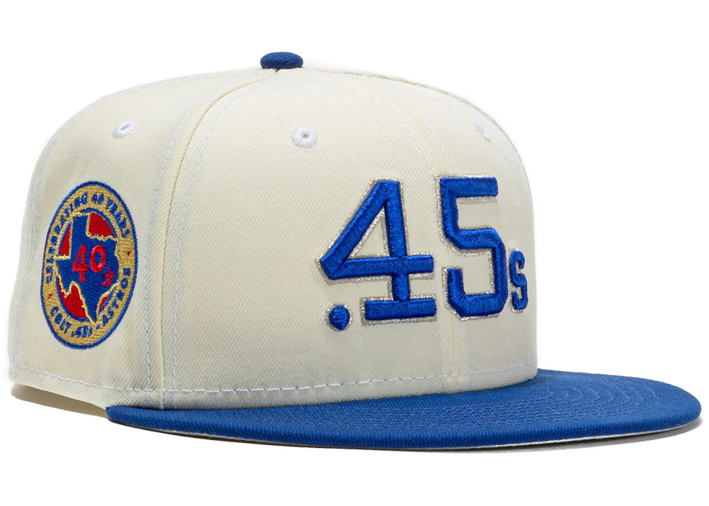 New Era Houston Astros Beer Pack Colt 45 40 Years Patch Hat Club Exclusive 59Fifty Fitted Hat White/Royal