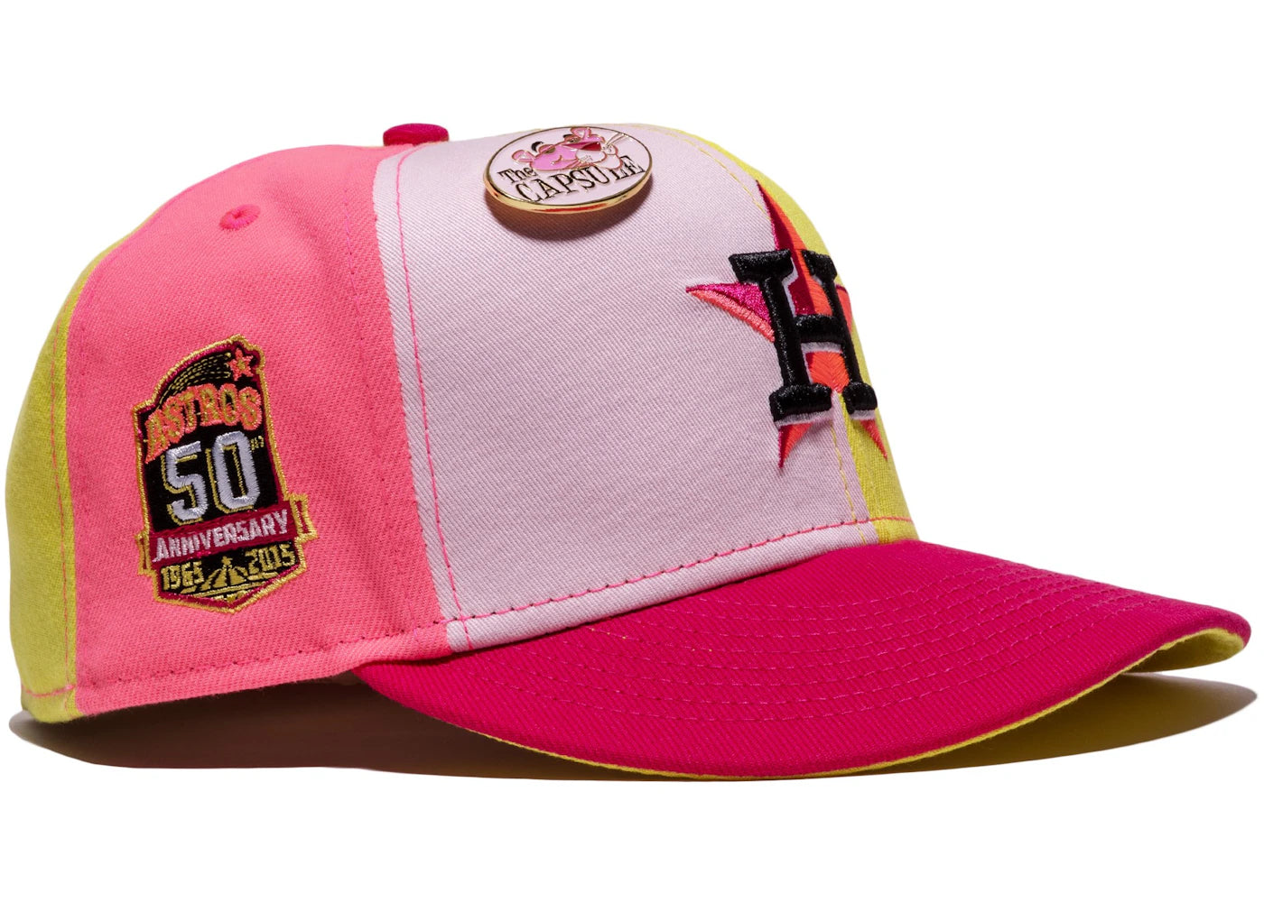 New Era Houston Astros Capsule Panther Collection 50th Anniversary 59Fifty Fitted Hat Pink/Yellow