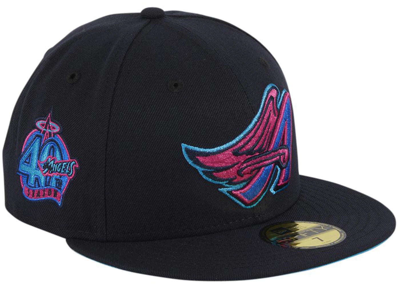 New Era Los Angeles Angels Cyberpunks 40th Anniversary Patch Hat Club Exclusive 59Fifty Fitted Hat Navy