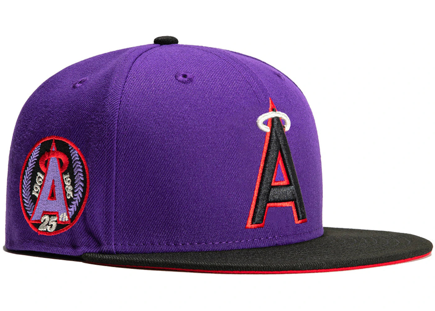 New Era Los Angeles Angels T-Dot 25th Anniversary Patch Hat Club Exclusive 59Fifty Fitted Hat Purple/Black