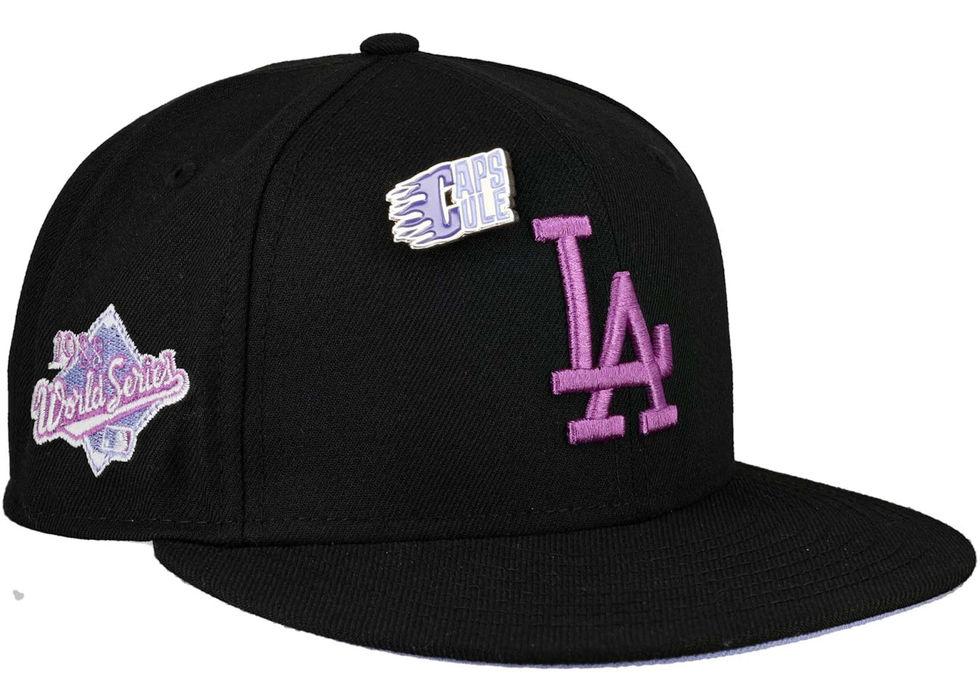 New Era Los Angeles Dodgers Capsule Purple Punch 1988 World Series Patch 59Fifty Fitted Hat Black/Lavender