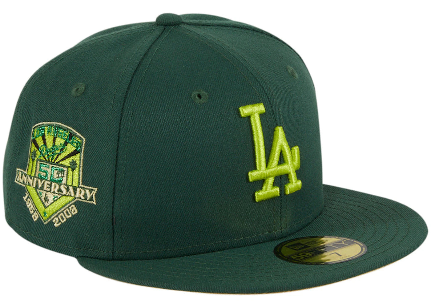 New Era Los Angeles Dodgers Crocodile 50th Anniversary Patch Hat Club Exclusive 59Fifty Fitted Hat Green/Neon Yellow