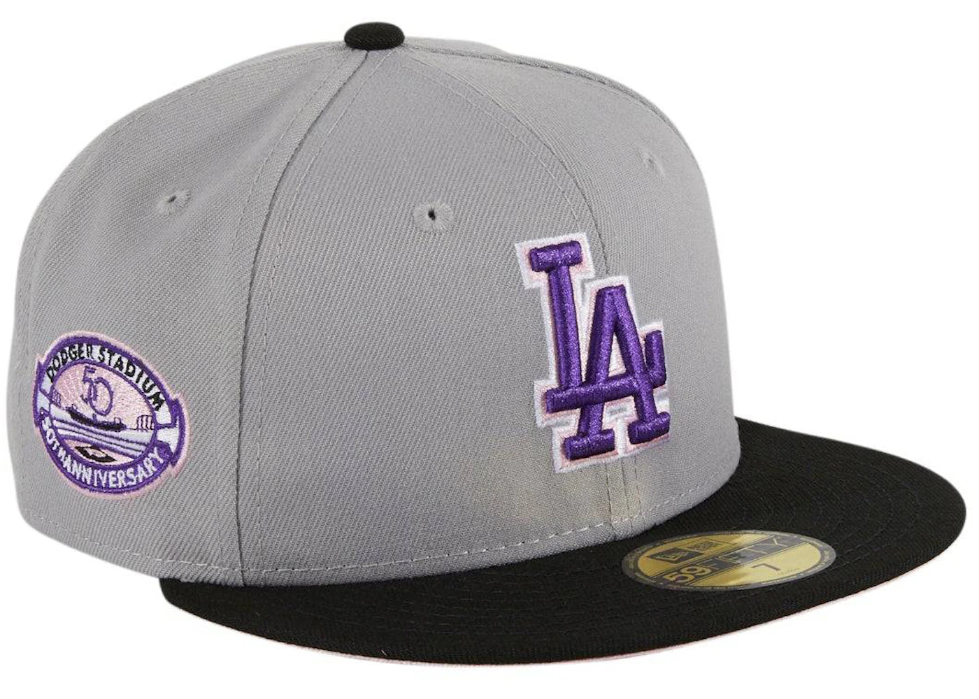 New Era Los Angeles Dodgers Fuji 50th Anniversary Stadium Patch Hat Club Exclusive 59Fifty Fitted Hat Grey/Black