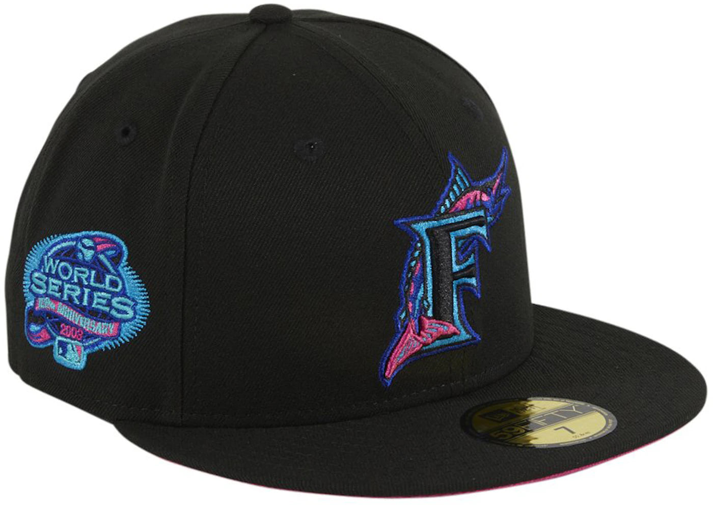 New Era Miami Marlins Cyberpunks 2003 World Series Patch Hat Club Exclusive 59Fifty Fitted Hat Navy