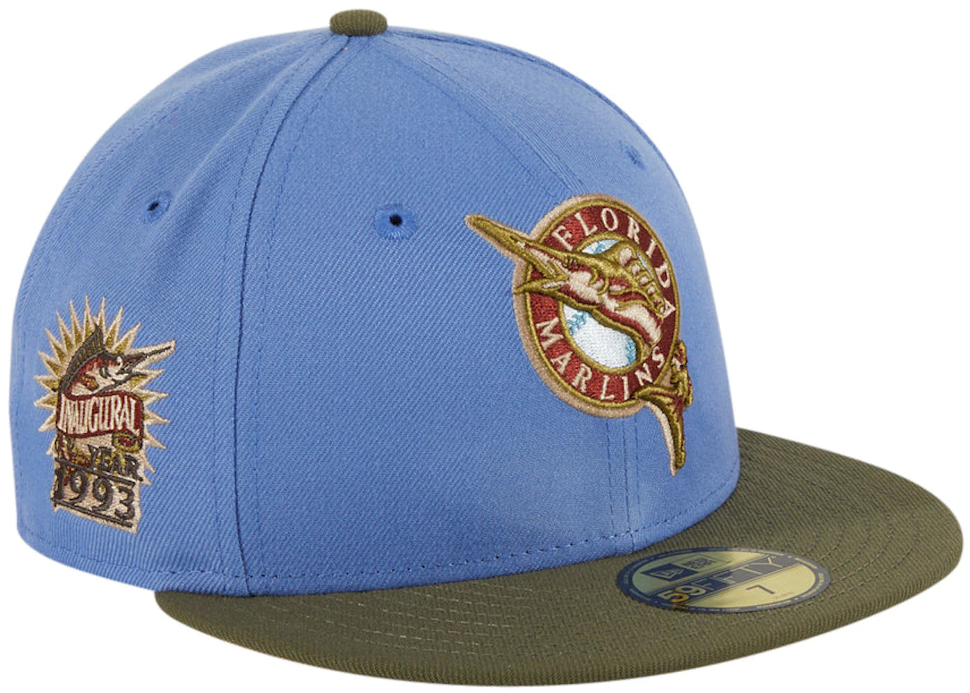 New Era Miami Marlins Great Outdoors Inaugural Patch Hat Club Exclusive 59Fifty Fitted Hat Indigo/Olive
