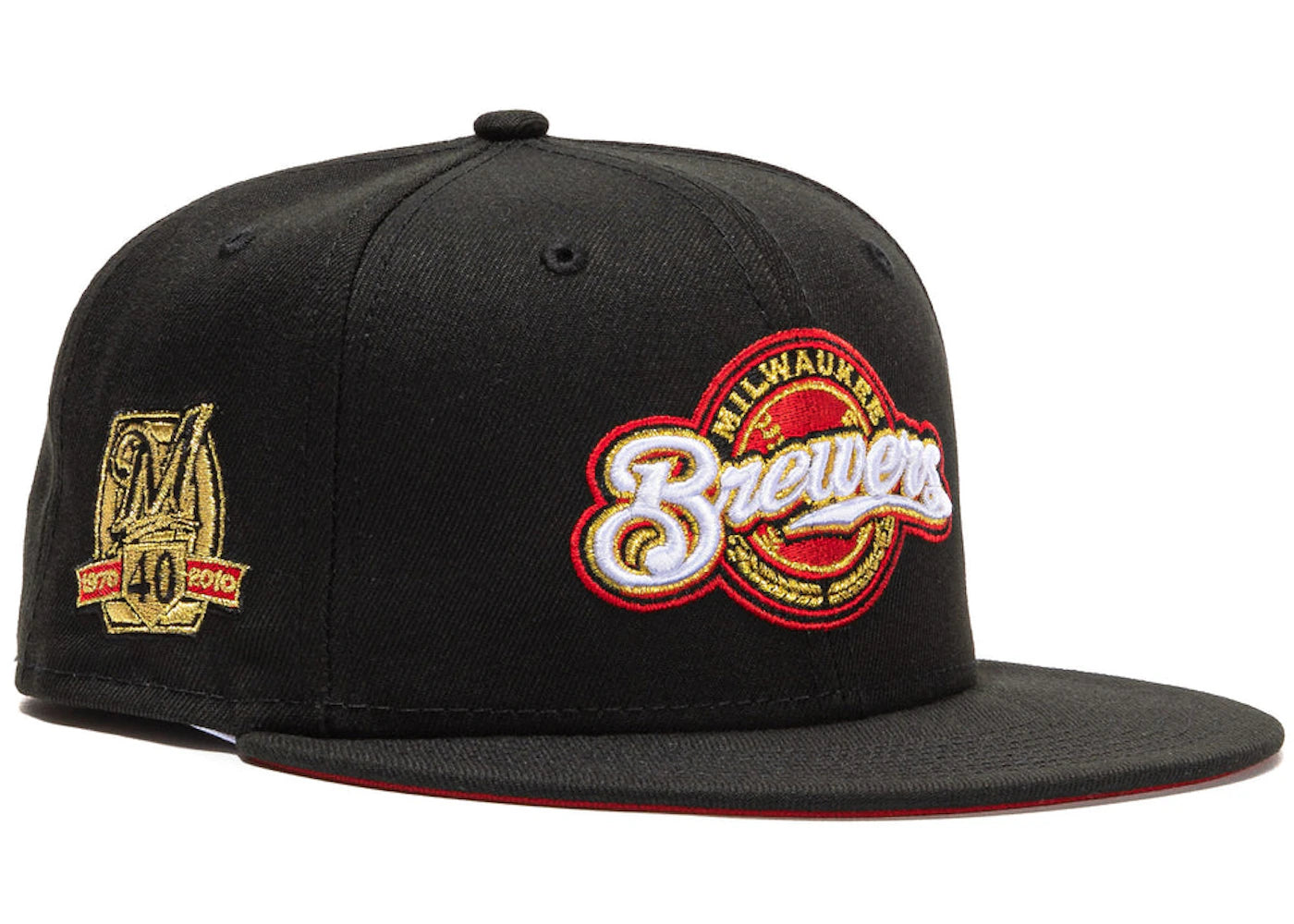 New Era Milwaukee Brewers Beer Pack 40th Anniversary Patch Logo Hat Club Exclusive 59Fifty Fitted Hat Black