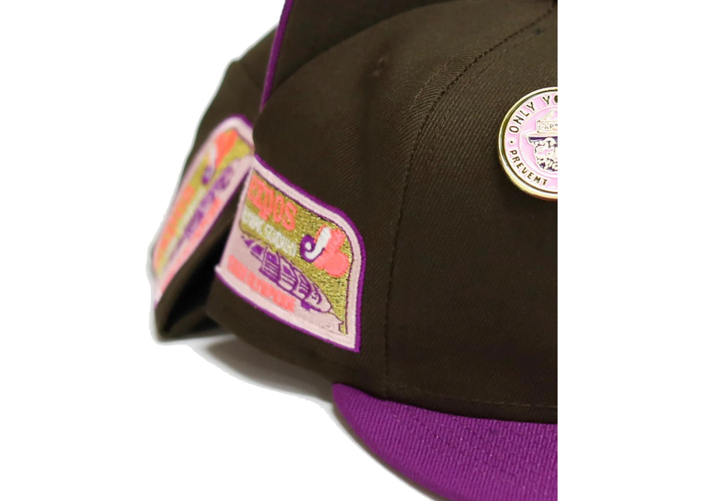 New Era Montreal Expos No Bad Brims 2.0 Olympic Stadium Capsule Hats 59Fifty Fitted Hat Brown/Purple