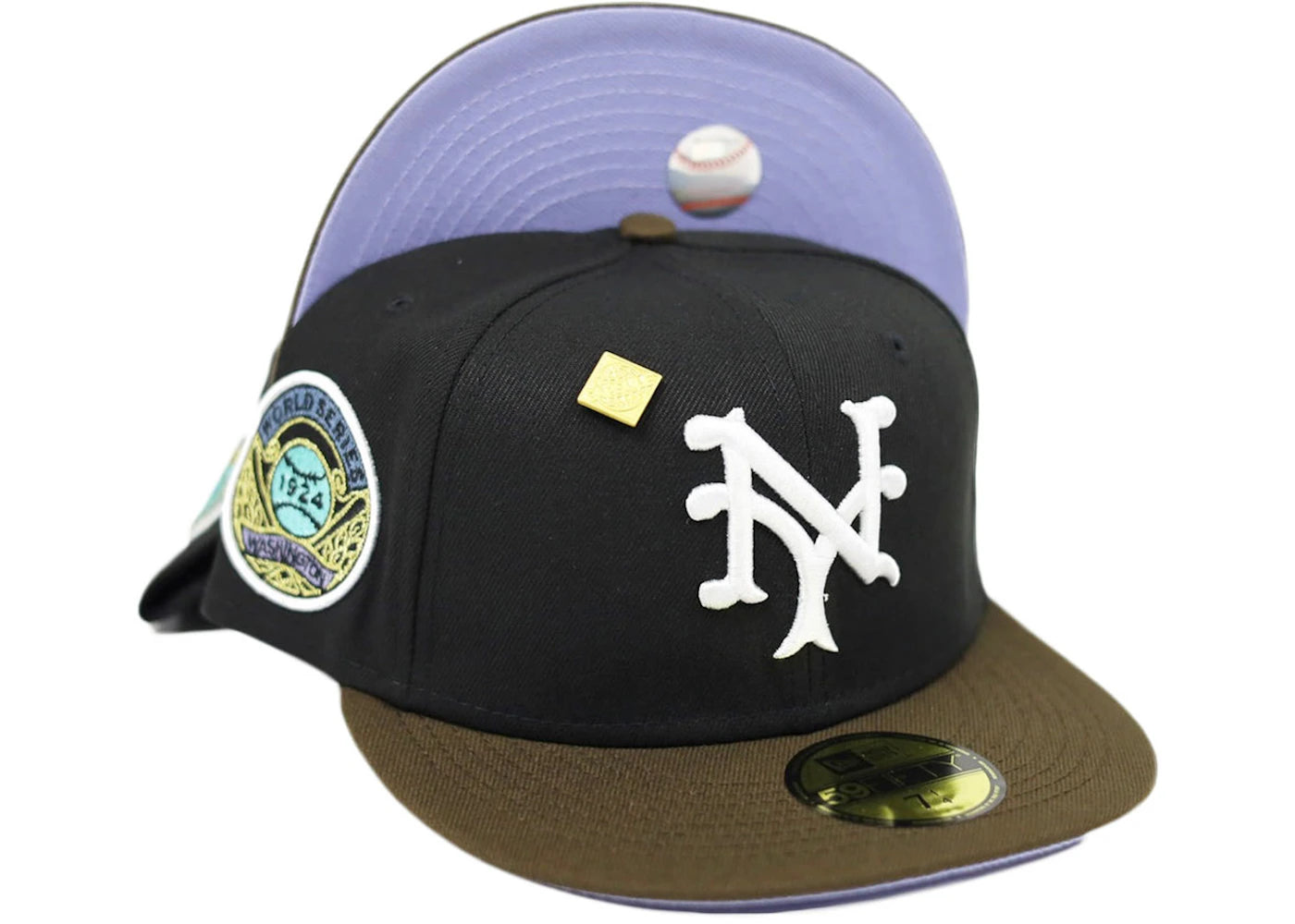 New Era New York Giants Capsule Vintage Collection 1924 World Series Patch Fitted Hat 59Fifty Fitted Hat Black/Lavender