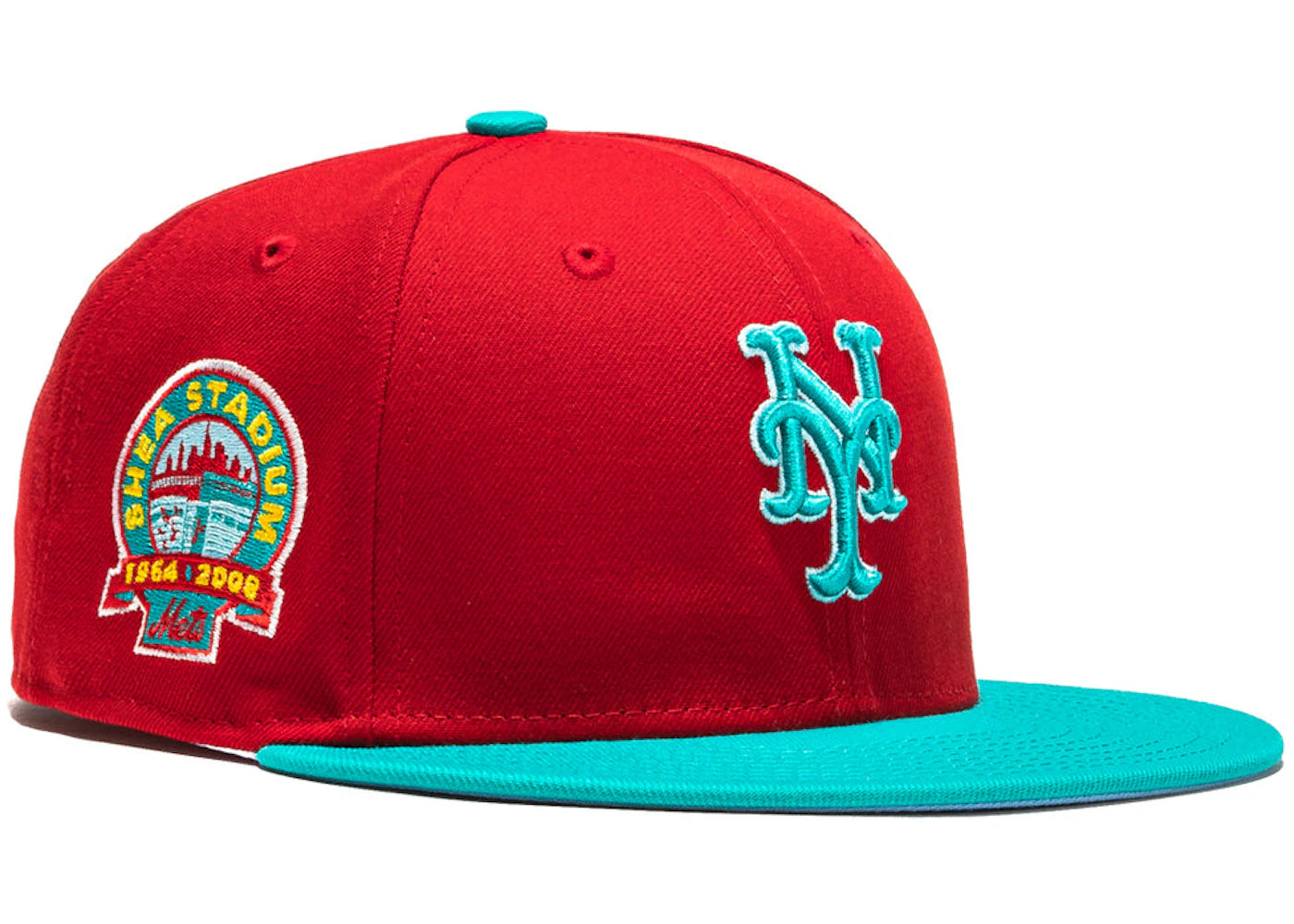 New Era New York Mets Captain Planet 2.0 Shea Stadium Patch Hat Club Exclusive 59Fifty Fitted Hat Red/Teal