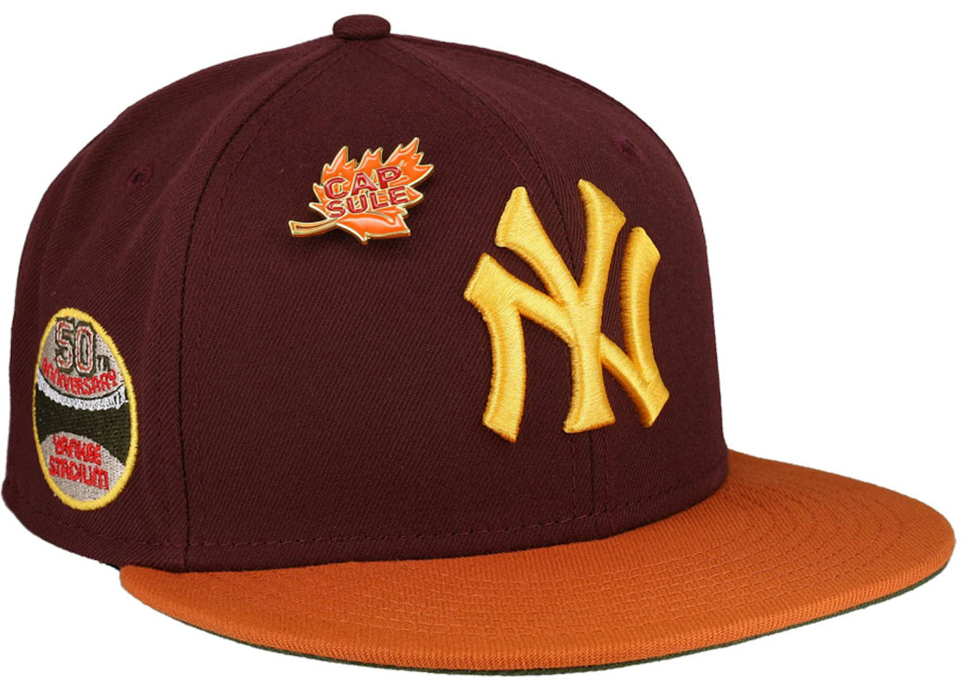 New Era New York Yankees Capsule Fall 2.0 50th Anniversary Fitted Hat 59Fifty Fitted Hat Maroon/Green