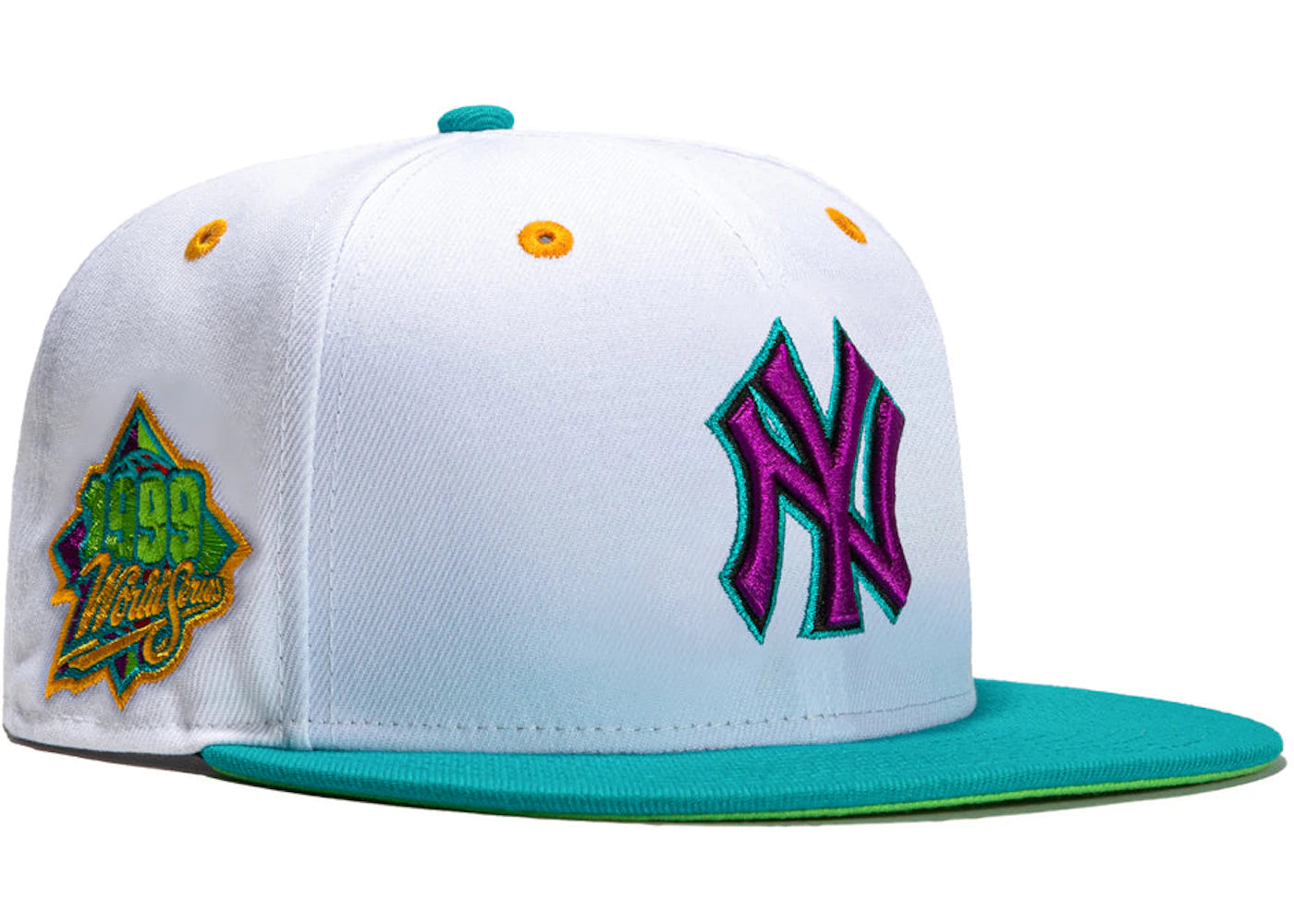 New Era New York Yankees Dogtown 1999 World Series Patch Hat Club Exclusive 59Fifty Fitted Hat White/Teal