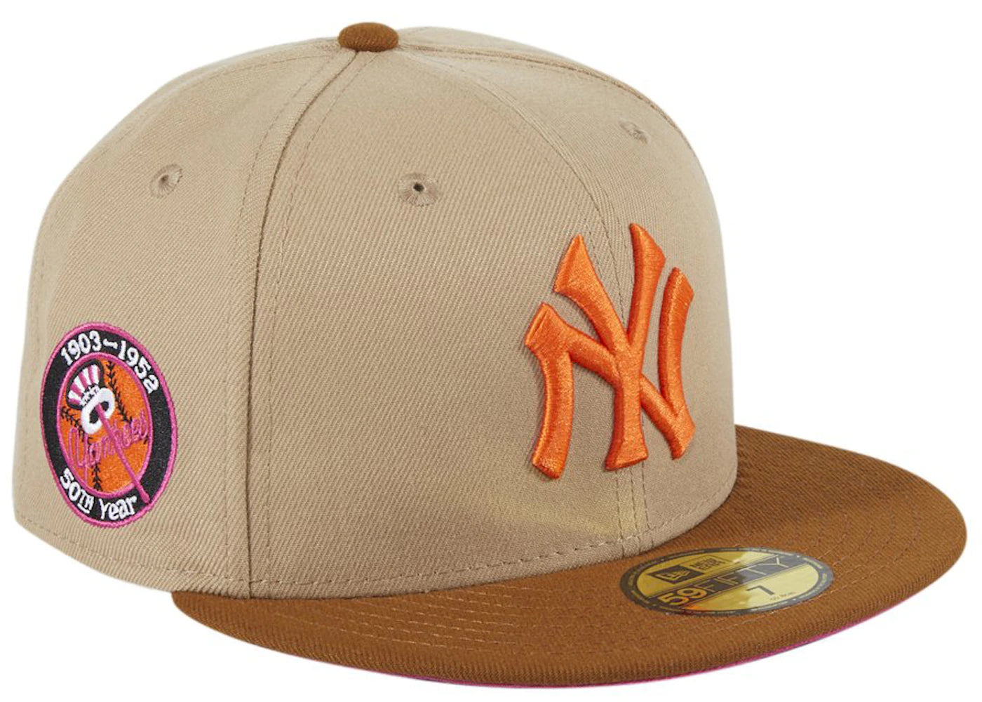 New Era New York Yankees PBJ 50th Anniversary Patch Hat Club Exclusive 59Fifty Fitted Hat Tan/Brown