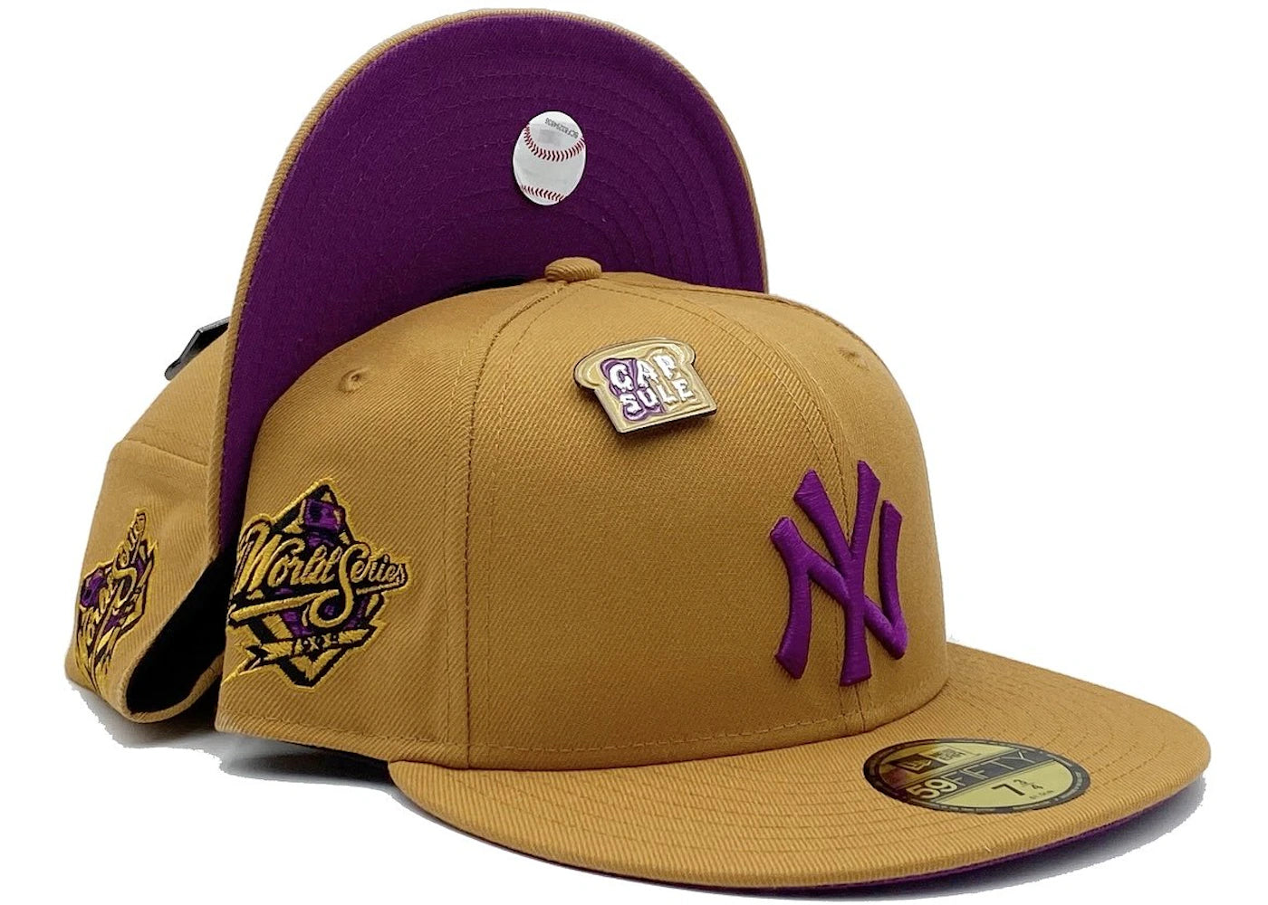 New Era New York Yankees Peanut Butter Jelly Collection 1998 World Series Capsule Hats Exclusive 59Fifty Fitted Hat Brown/Purple