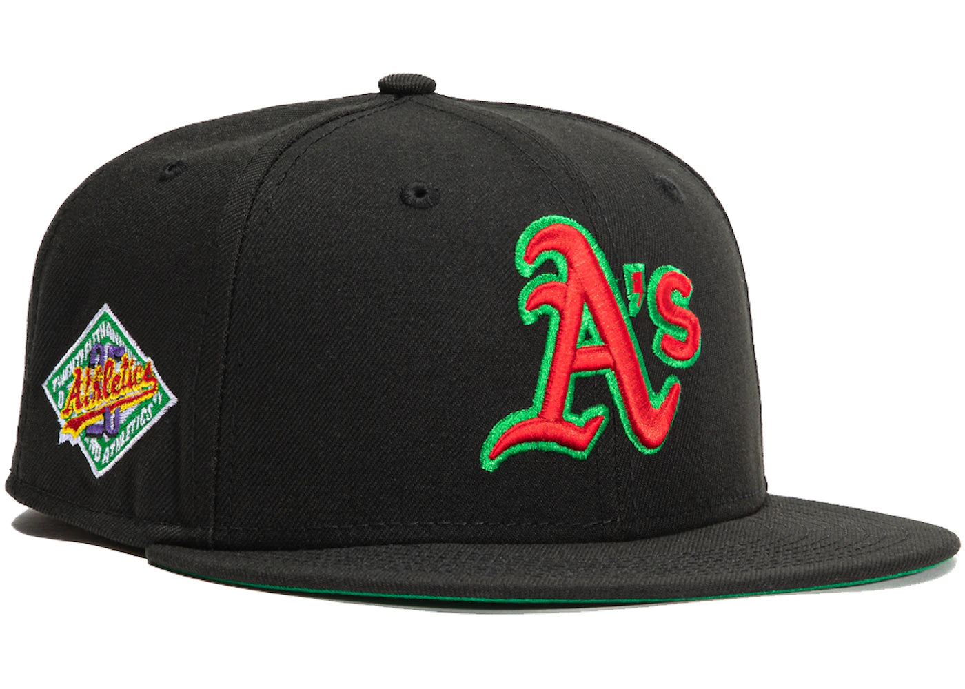 New Era Oakland Athletics Aux Pack Vol 2 25th Anniversary Patch Hat Club Exclusive 59Fifty Fitted Hat Black/Red/Kelly