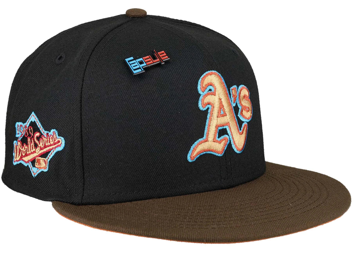 New Era Oakland Athletics Capsule NOS Collection 1989 World Series Patch 59Fifty Fitted Hat Black/Orange