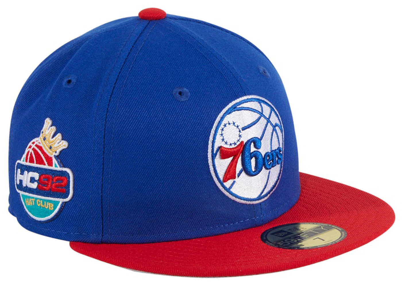 New Era Philadelphia 76ers HC92 Patch Fitted Hat Club Exclusive 59Fifty Fitted Hat Royal/Red