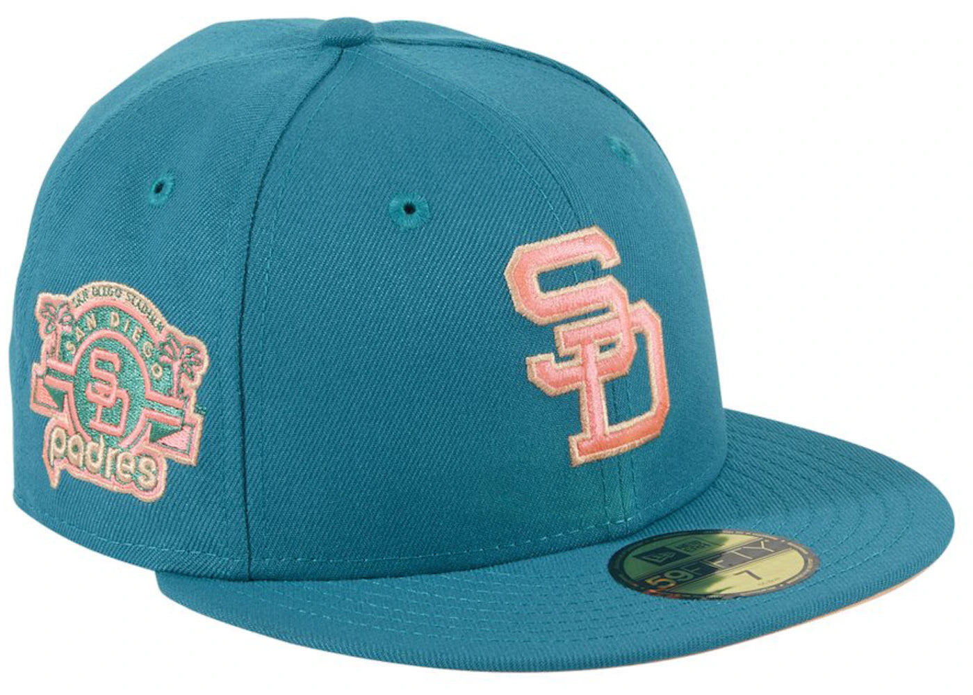 New Era San Diego Padres Badlands Stadium Patch Hat Club Exclusive 59Fifty Fitted Hat Teal