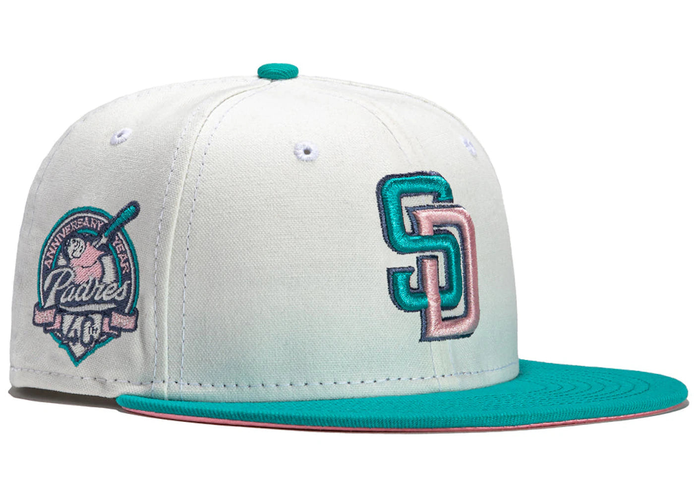 New Era San Diego Padres Monaco 40th Anniversary Patch Hat Club Exclusive 59Fifty Fitted Hat Stone/Peach