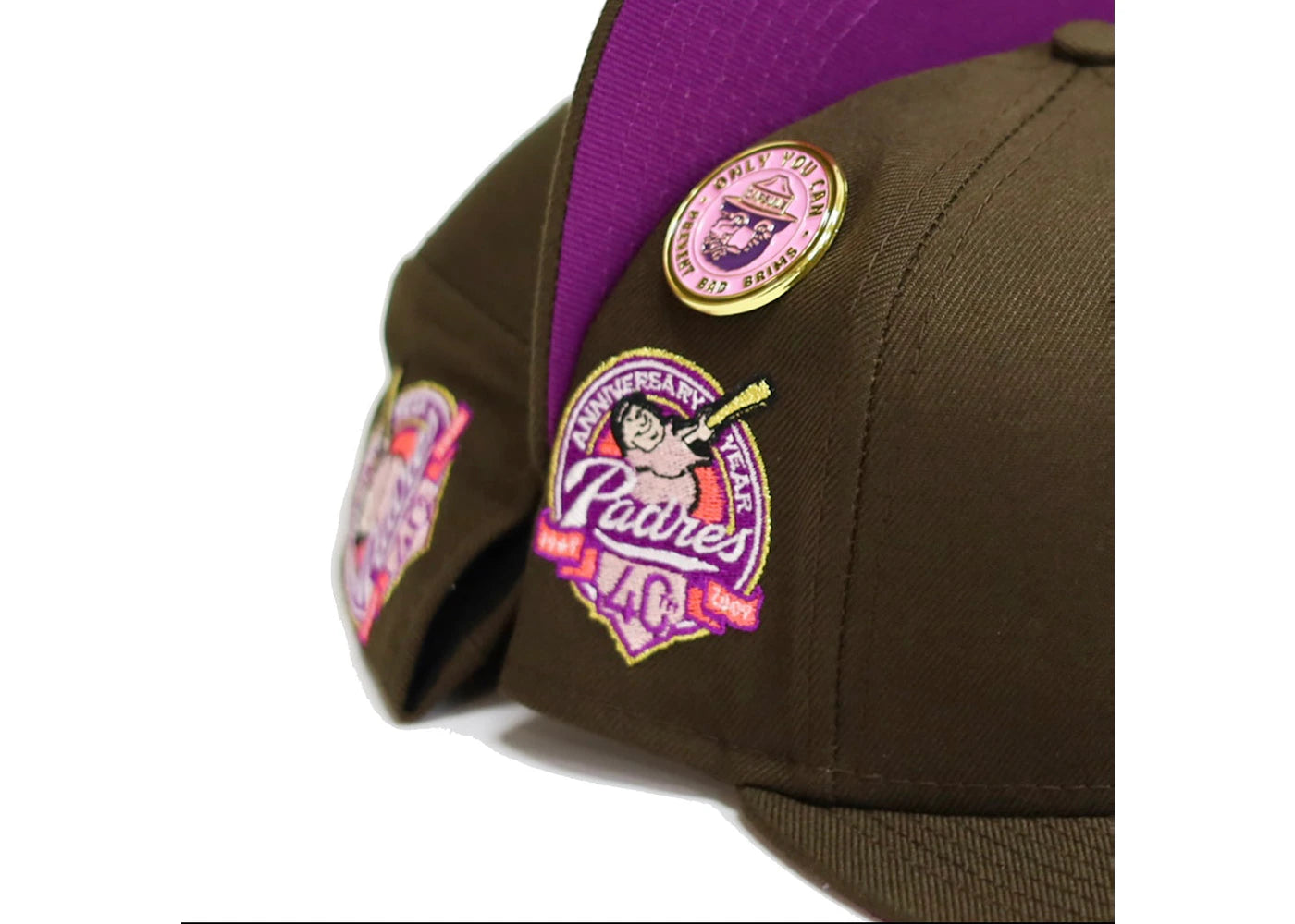 New Era San Diego Padres No Bad Brims 2.0 40th Anniversary Capsule Hats 59Fifty Fitted Hat Brown/Purple