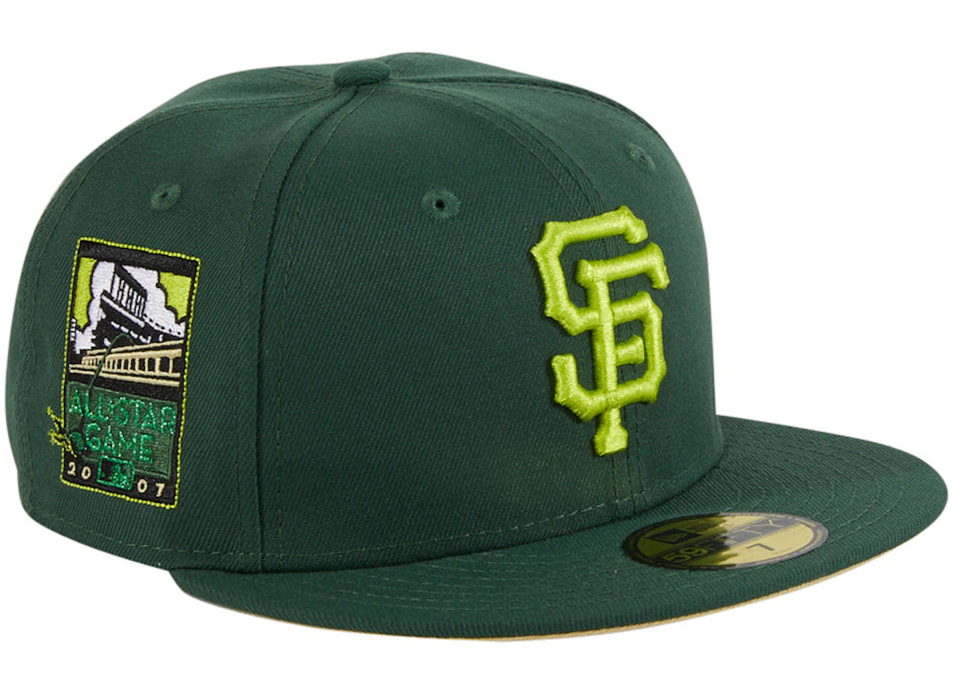 New Era San Francisco Giants Crocodile 2007 All Star Game Patch Hat Club Exclusive 59Fifty Fitted Hat Green/Neon Yellow