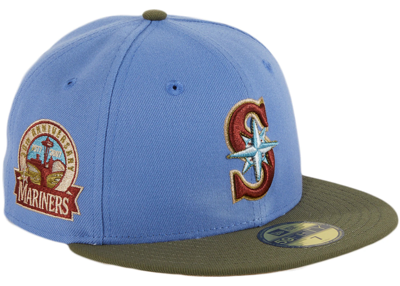 New Era Seattle Mariners Great Outdoors 30th Anniversary Patch Hat Club Exclusive 59Fifty Fitted Hat Indigo/Olive