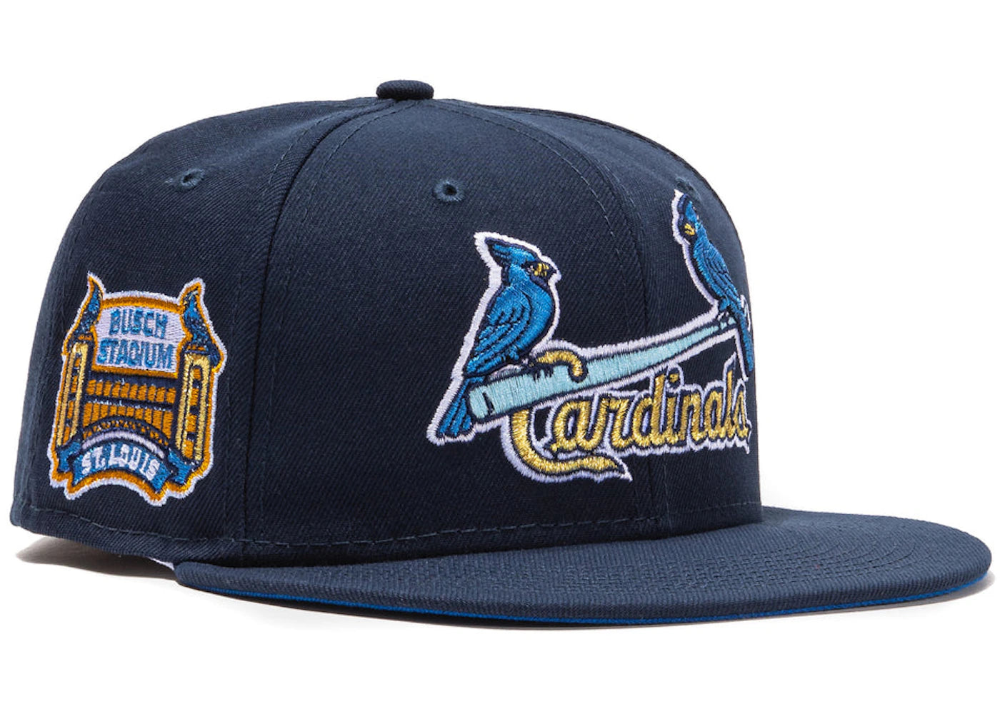 New Era St Louis Cardinals Beer Pack Busch Stadium Patch Jersey Hat Club Exclusive 59Fifty Fitted Hat Navy/Light Blue